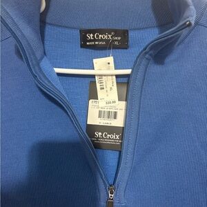 St. Croix Men's Blue Zip-Up Sweater